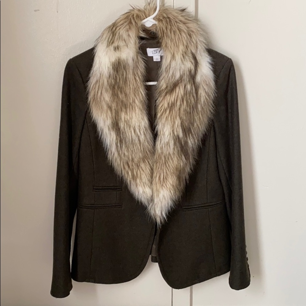 Green Faux fur blazer jacket
